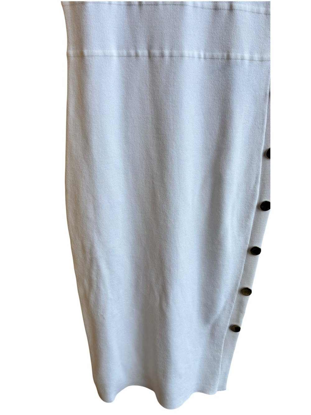 New York & Company White Knit Midi Dress Size Small Gold Button Elegant Casual - Picture 7 of 15
